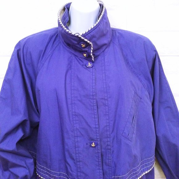 Vintage 90s London Fog Towne Chore Coat Utility Cargo Jacket -S Pockets Purple - Picture 2 of 10